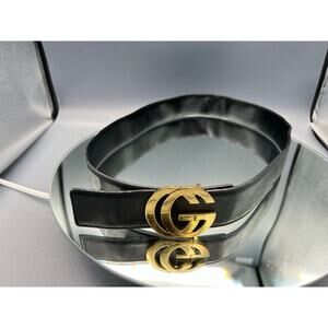 GUCCI Black Belt 38” End To End with Gold Tone Hardware